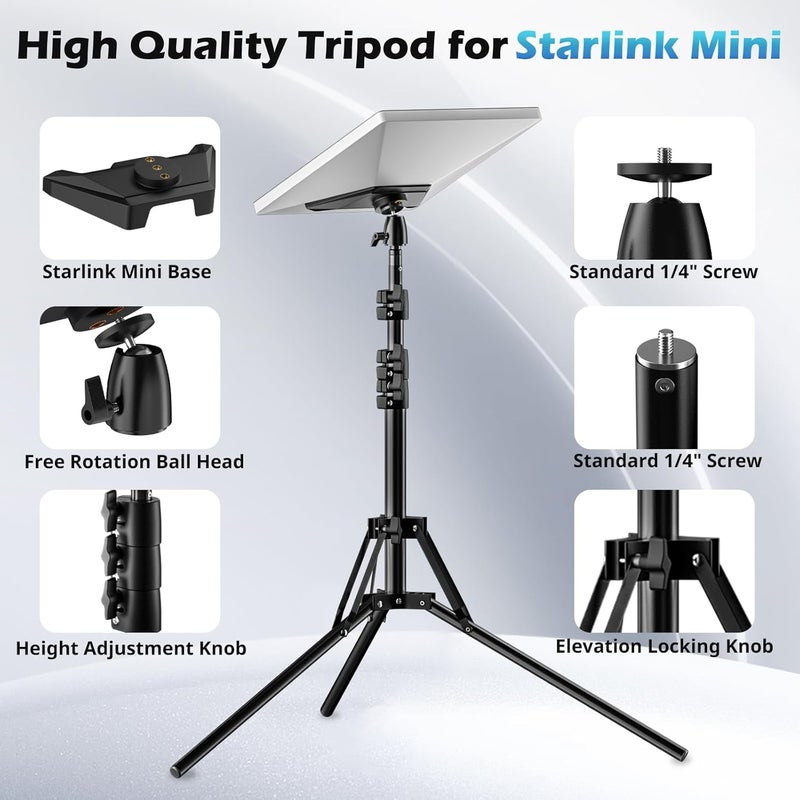 UBeesize Starlink Mini Tripod Mount Kits, Adjustable Height and Angle Tripod Mounting kit with Pipe Adapter Compatible with Starlink Mini Satellite for Camping and RV Travel - Image 2